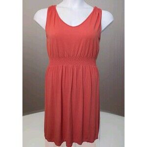 Women’s JJ Authentic Casual Stretch Dress, Elastic waist Color Coral, Size M/L